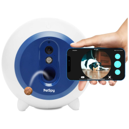 Dispensador de Petiscos para Cães com Câmera WiFi Full HD, PETSPY, Azul