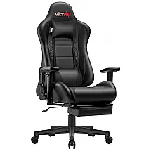 Cadeira Gamer Ergonômica com Apoio para Cabeça e Lombar, VICTONE, Preto