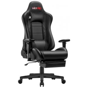Cadeira Gamer Ergonômica com Apoio para Cabeça e Lombar, VICTONE, Preto
