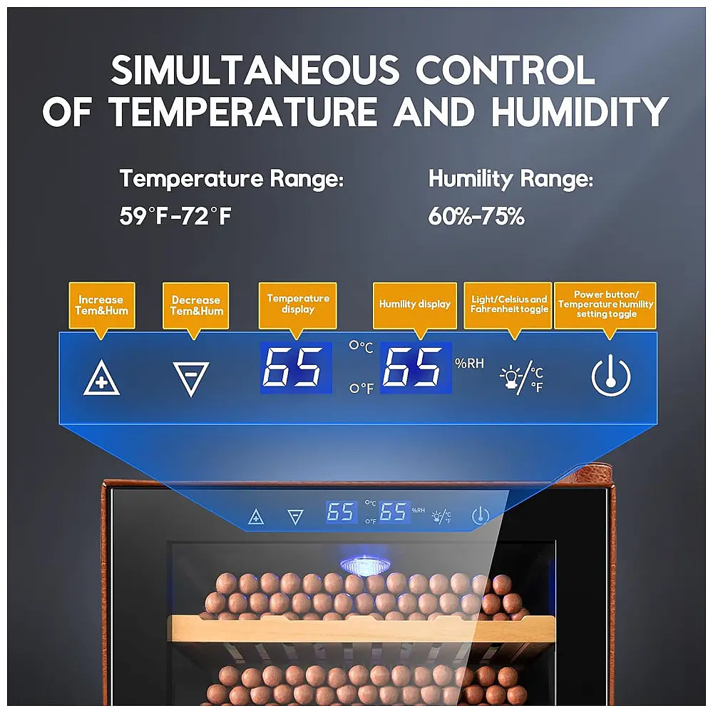 Adega para Charutos Tylza 70L Marrom com Controle Automático de Temperatura e Umidade 115V — foto 2
