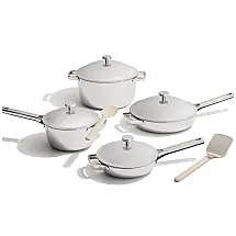 Jogo de Panelas Our Place Titanium Pro 10 Peças Cromado Antiaderente Sem PFAS Indução Forno 538°C