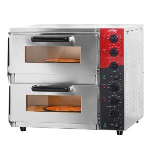 Forno de Pizza Elétrico Duplo Profissional com Controle de Temperatura, 110V 3200W, Crosson, Prata