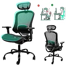 Cadeira de Escritório Ergonômica Giratória e Ajustável com Malha Respirável Apoio 3D, KOMENE, Preto