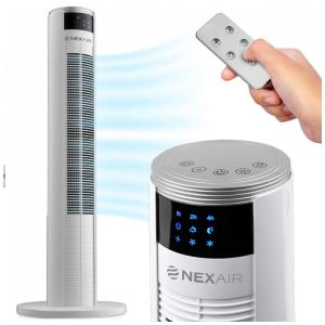 Ventilador de Torre com 3 Velocidades, Controle Remoto, Tela LED e Desligamento Automático, 110V 60W, NEXAIR NF004, Branco
