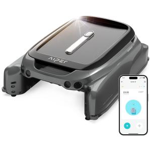 Robô Aspirador de Piscina Com Carregamento Solar, Duração da Bateria de 12H e Mapeamento Inteligente, 110V, AIPER Surfer S1, Cinza