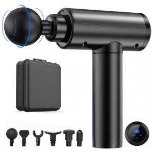 Massageador Pistola Elétrico Profissional Sem Fio 10 Acessórios 30 Velocidades 1200 4800 RPM, LIJIAN, Preto