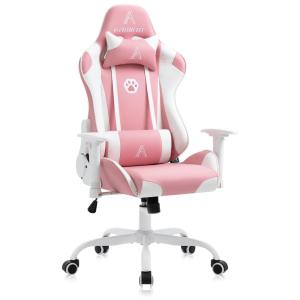 AJS Cadeira de Escritório Gamer Giratória, Reclinável e Ergonômica, Rosa