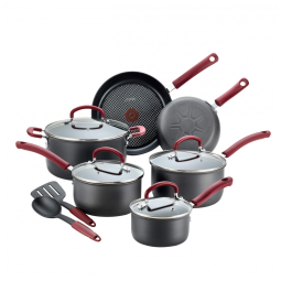 Conjunto de Panelas e Frigideiras Antiaderentes, 12 Peças, T FAL B004SC63, Vermelho