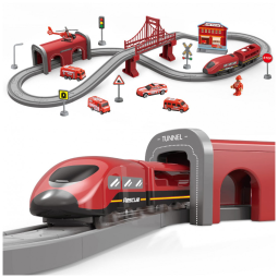 Conjunto de Trenzinho de Brinquedo com 66 Peças e Trilhos Conexão Magnética para Crianças de 3 a 7 anos, Wdmiya, Vermelho