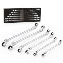 Ferramenta Automotiva Chave Catraca Extra Longa Cabeça Flexível 8 a 19mm 5pcs 10 Tamanhos, ORION MOTOR TECH, Prateado