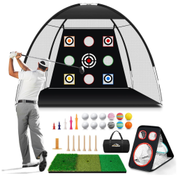 Rede de Treino para Golfe de 3m x 2,1m, Inlcui Rede de Chipping, Tapete, Tee e Bolsa de Transporte para Ambientes Internos e Externos
