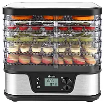 Likein Desidratadora de Alimentos com 5 Bandejas e Temporizador Digital, 350W, 110V, Prata