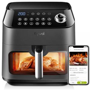 KyvolHome Fritadeira Elétrica AirFryer 6L com 11 Predefinições, 1350W, 110V, Preto