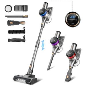 Aspirador de Pó sem Fio com Sucção Poderosa de 30 Kpa, Autonomia de 55 Min e Ajuste Automático, 110V, INSE, Cinza