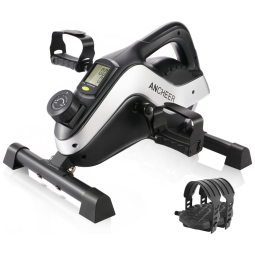 Mini Bicicleta Ergométrica Ideal Para Idosos e Treino de Braço, Perna com Painel Digital e 8 Níveis de Resistência, ANCHEER, Preto