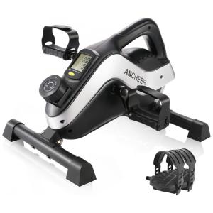Mini Bicicleta Ergométrica Ideal Para Idosos e Treino de Braço, Perna com Painel Digital e 8 Níveis de Resistência, ANCHEER, Preto