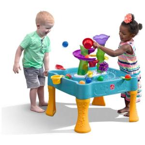Mesa de Água Infantil Sensorial Para Ambientes Internos e Externos, Inclui 10 Acessórios, Para Crianças de 1,5+ Anos, Azul e Laranja, Step2