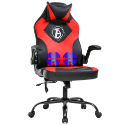 Cadeira Gamer, Ergonômica, Com Massagem, Couro, 360 Graus, BESTOFFICE PC Gaming Chair, Vermelho