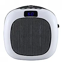 Aquecedor Ceramico de Tomada Good Housekeeping Branco 750W Display Digital Timer 12h Plugue 180 graus Modelo 73069-WH 120V