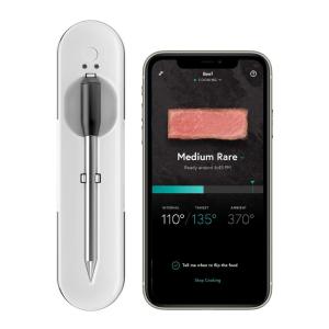 Termômetro de Carne Inteligente e Sem Fio Premium com Bluetooth de Longo Alcance e Cozimento Assistido, YUMMLY YTE000W5KW, Branco
