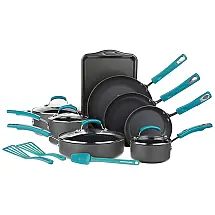Conjunto de Panelas e Frigideiras Antiaderentes de Aço Anodizado, 15 Peças, RACHAEL RAY 87671, Preto