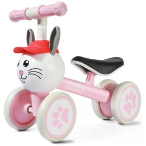 Bicicleta sem Pedal Infantil Coelho com 4 Rodas para Crianças de 1 a 4 Anos, KRIDDO, Rosa