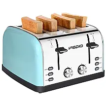 iFedio Torradeira de 4 Fatias e 7 Níveis de Tostagem, 1500W, 110V, Azul