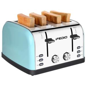 iFedio Torradeira de 4 Fatias e 7 Níveis de Tostagem, 1500W, 110V, Azul