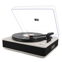 Toca Discos Retro com 3 Velocidades e Alto Falantes Estéreo, LPNo1, Cinza Claro