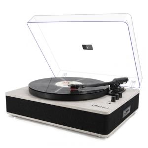 Toca Discos Retro com 3 Velocidades e Alto Falantes Estéreo, LPNo1, Cinza Claro