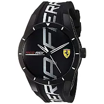 Relógio casual masculino de quartzo com pulseira de silicone, FERRARI, Preto