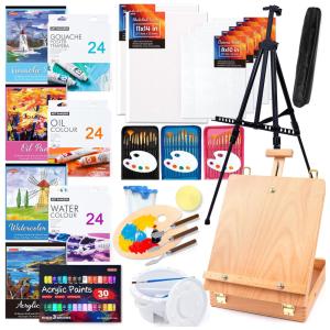 Kit de Pintura Conjunto ístico com 170 Peças, Inclui 102 Tintas, SHUTTLE ART, Marrom