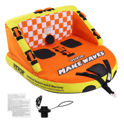 Boia Rebocável para 1 a 3 Pessoas com Capa de Nylon, Alças de EVA e Válvula de Segurança de Velocidade, Vevor, Laranja