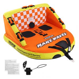 Boia Rebocável para 1 a 3 Pessoas com Capa de Nylon, Alças de EVA e Válvula de Segurança de Velocidade, Vevor, Laranja