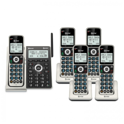 Telefone Sem Fio AT&T Titânio/Preto 5 Terminais Bluetooth Bloqueador Inteligente Display 5,1 cm Teclado Iluminado Grande BL3107-5