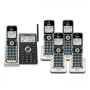 Telefone Sem Fio AT&T Titânio/Preto 5 Terminais Bluetooth Bloqueador Inteligente Display 5,1 cm Teclado Iluminado Grande BL3107-5