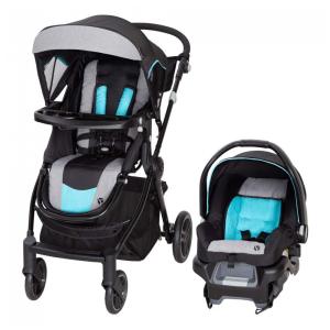 Carrinho de Bebê com Cadeira para Carro Baby Trend com Posição de Reclinação Ajustáveis, Preto e Azul