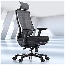 Pro 633 Cadeira de Escritório Ergonômica Giratória com Apoio de Braços, Suporte Lombar Ajustável e Apoio de Cabeça, ODINLAKE, Preto