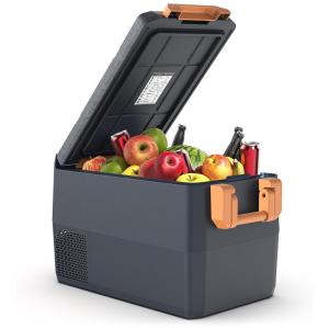Geladeira Portátil 30L com Controle via APP 12 24 V DC e 100 240 V AC UKKISO, Cinza e Laranja