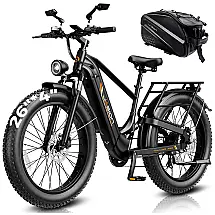 Bicicleta elétrica Jasion Thunder preto phantom pneus 26x4 motor 750W nominal 1800W pico bateria 48V 18Ah 864Wh quadro aço carbono 7 marchas