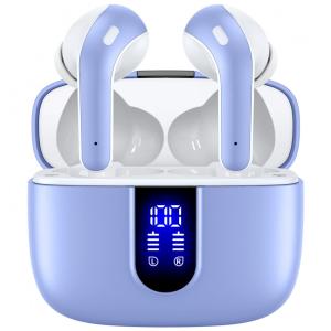Fones de Ouvido Bluetooth com Estojo de Carregamento e Intra Auriculares IPX5 à Prova Dágua, TAGRY, Roxo