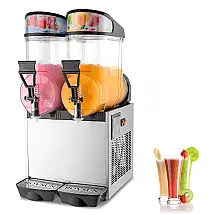 Máquina de Slush Raspadinha ROVSUN 30L Duplo Tanque Margariteira Comercial Inox 110V