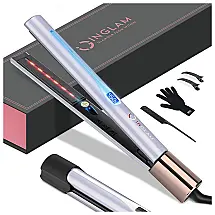Chapinha Prancha de Cabelo Profissional Infravermelho 2 em 1 Alisa e Modela Cachos com Íons Negativos, 110v, IG INGLAM, Preto