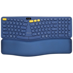 Teclado Ergonômico Dividido Sem Fio Recarregável Reduz a Tensão das Mãos com Descanso de Pulso, DELUX GM903 Blue, Azul