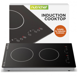 Cooktop Elétrico Portátil de Indução com Controle Digital, Queimador Duplo e Controle de Temperatura , 110V 1800W, NutriChef