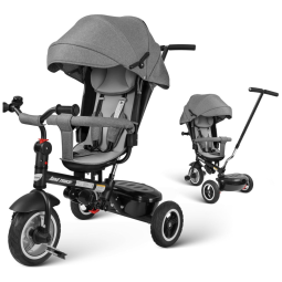 Triciclo Infantil para Passeio com Assento Ajustável 8 Estágios, Idade Recomendada 1 a 5 Anos, BESREY BR C7162, Cinza