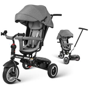 Triciclo Infantil para Passeio com Assento Ajustável 8 Estágios, Idade Recomendada 1 a 5 Anos, BESREY BR C7162, Cinza