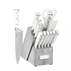 C77WTR 15P Conjunto de Facas em Aço Inoxidável com Bloco de Bancada, 15 Peças, CUISINART, Branco