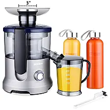 Centrífuga de Frutas com 2 Velocidades 2 Garrafas Portáteis, 110V 800W, SOVIDER, Prata