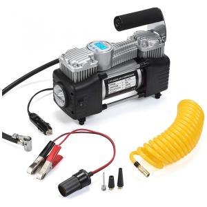 Compressor de Ar Portátil 150PSI Cilindro Duplo 12V DC, LIZESTAR, Prateado